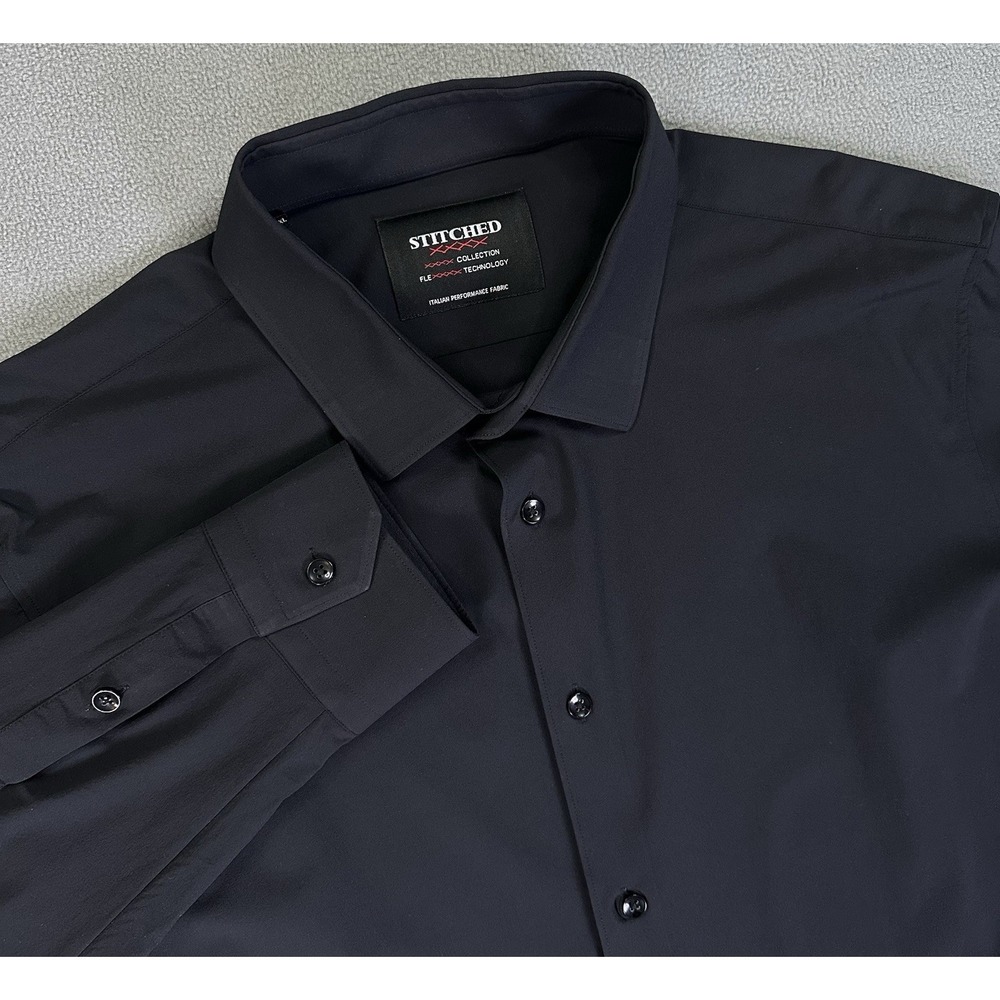 Stitched Shirt 3XL Black Italian‎ Performance XXXX Collection Trim Fit Bespoke